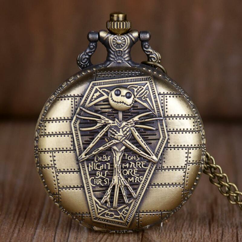 Relógio de bolso vintage de bronze unissex, relógio de quartzo com pingente em colar, presente para homens e mulheres