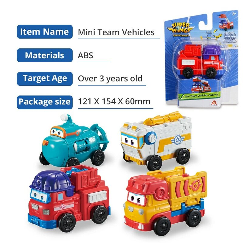 Super Wings 4 Mini Team Vehicles Action Figures Robot Transforming Bots Transformation Toys Rover Sparky Remi Willy For Kid Gift
