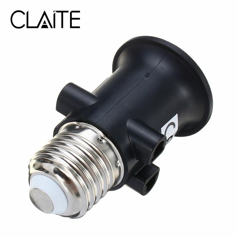 CLAITE 4A PBT Fireproof E27 Bulb Adapter Lamp Holder Base Socket with EU Plug AC100-240V