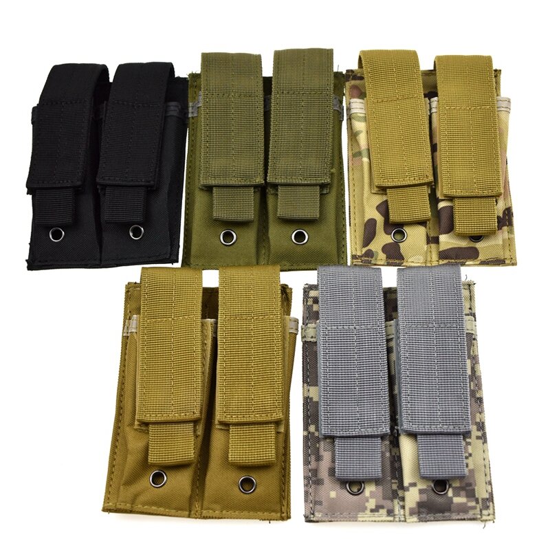 Tactical MOLLE 9mm Mag Pouch Pistol Magazine Holder For Plate Carrier Vest Double Charger Pouch Hunting and Equipment Accessory
