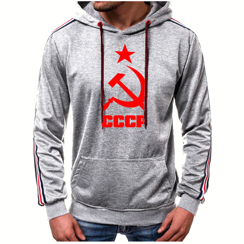 ฤดูใบไม้ผลิในฤดูใบไม้ร่วงผู้ชาย Hoodie รัสเซีย CCCP USSR Soviet Union เสื้อกันหนาวผู้ชายผ้าฝ้ายลำลองแนวโน้มคุณภาพสูงผู้ชาย Hoodie