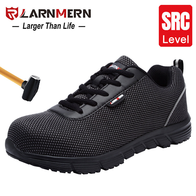 Larnmern homens de aço toe sapatos de segurança para homem leve respirável sapatos de trabalho calçados de segurança masculina sapatilha de proteção