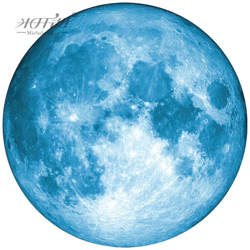 Michelangelo Wooden Jigsaw Round Puzzles 500 Pieces Moon Blue Version High Challenge Educational Toy Collectibles Painting Decor