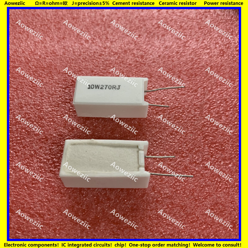 Résistance verticale en ciment RX27-5, 10W 270 ohm 270R 270RJ 10W270R, précision en céramique 5%, 10 pièces