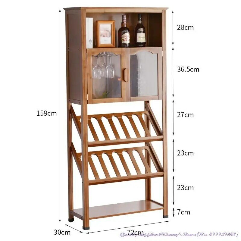 4-camada rack de vinho 64x30x133cm qualidade bambu sala de estar suporte de vinho restaurante armário de vinho prateleira de aço inoxidável suporte de copo