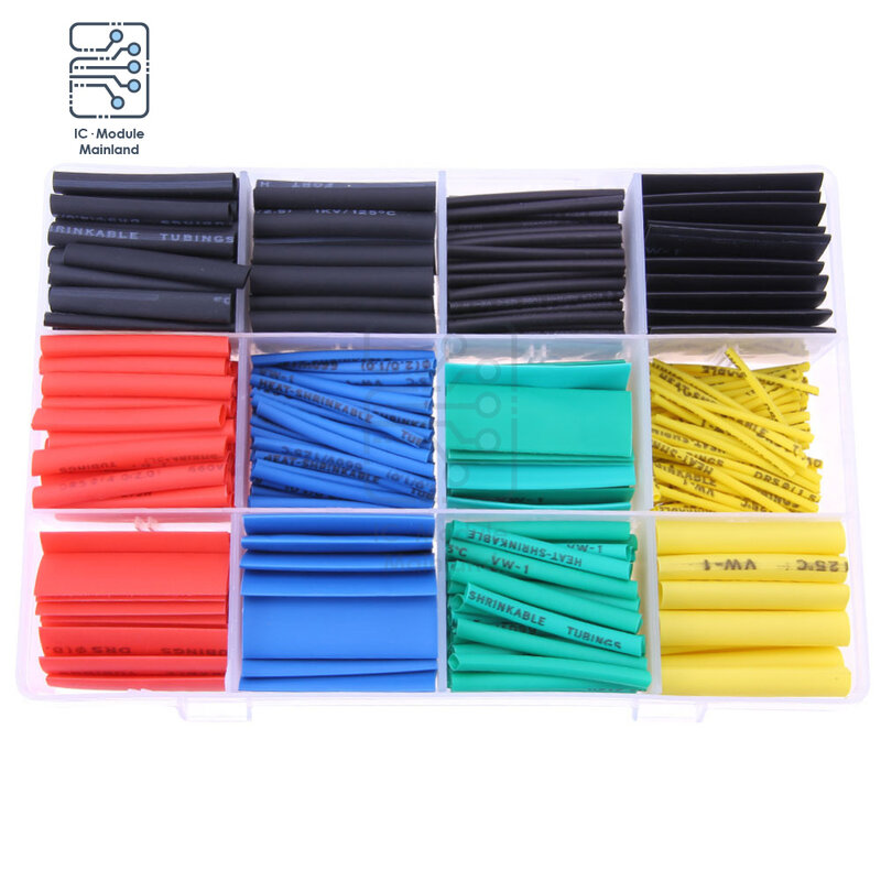 530Pcs Schrumpf Schlauch Kits Schrumpfen Assorted Polyolefin Isolierung Für Draht Sleeving Kabel 8 Größen Gemischt Farbe Auto Elektronische