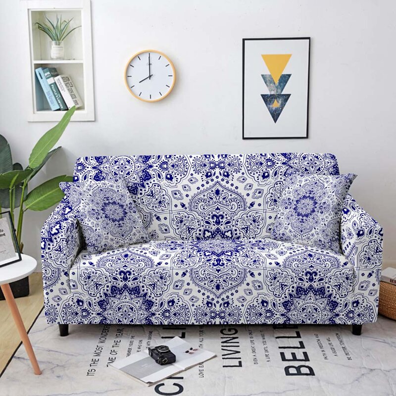 Boêmio mandala sofá capa para sala de estar elástico canto sofá capa chaise longue secional sofá capa protetor 1-4seat