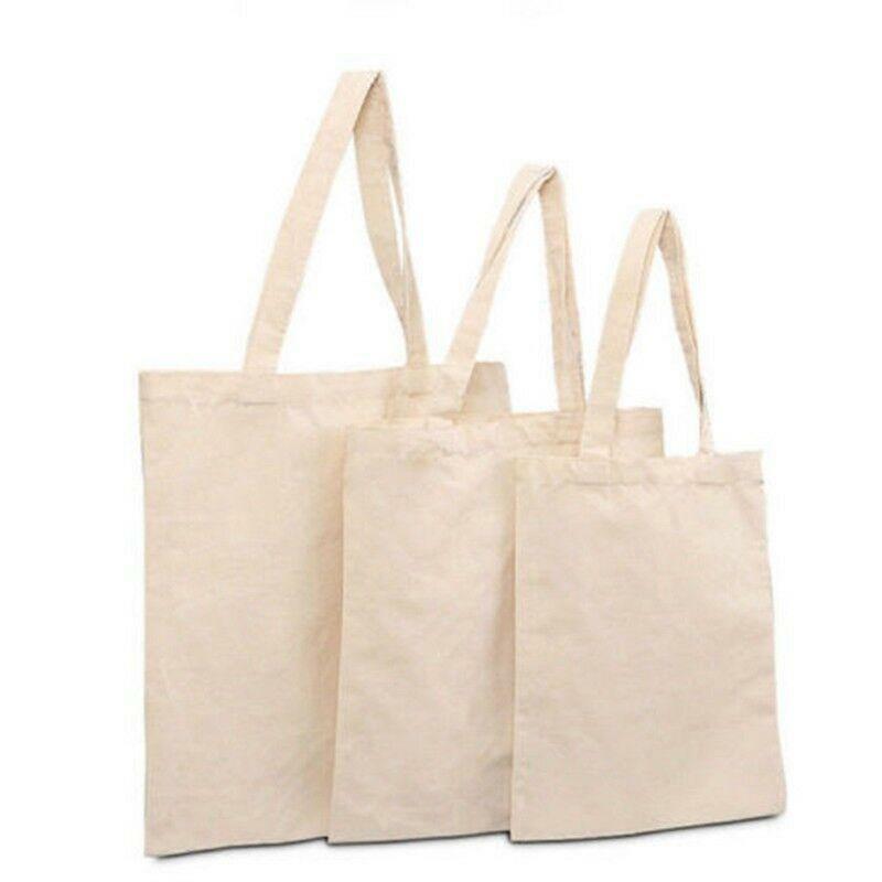 Creamy White Plain Shopping Shoulder Tote High Capacity Environmental Friendly Shopper Bags Cotton Canvas Bag Handbags Gifts