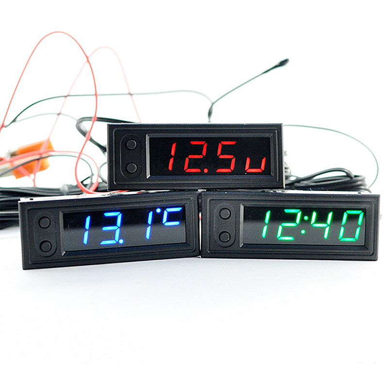 DC5V-27V DIY цифровая трубка светодиодные электронные часы Время Дата двойная температура Автомобильный термометр измеритель напряжения монитор светящиеся часы