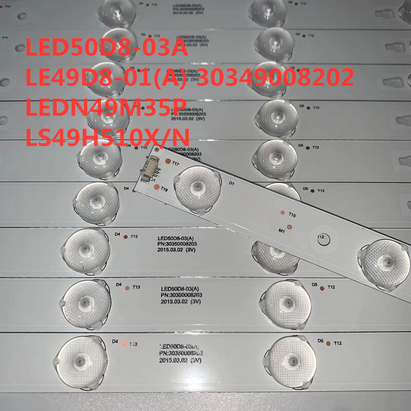 10 sztuk/partia wysokiej jakości listwa oświetleniowa LED 8 led 3v 510mm LED50D8-03(A) LE49D8-01(A)30349008202 LEDN49M35P