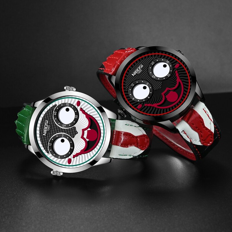 Neue Ankunft Luxus Joker Uhr Männer Top Marke Kreative Mode Persönlichkeit Clown Quarz Leder Wasserdichte Sport Uhren Herren