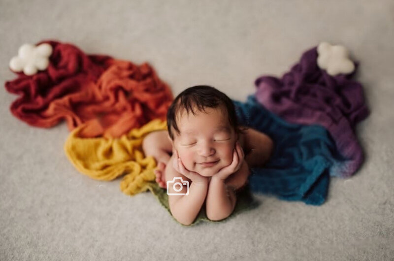Noworodka fotografia rekwizyty koc zdjęcie dziecka Wrap pieluszki bawełniane rozciągliwe Rainbow okłady Photo Studio strzelać tło