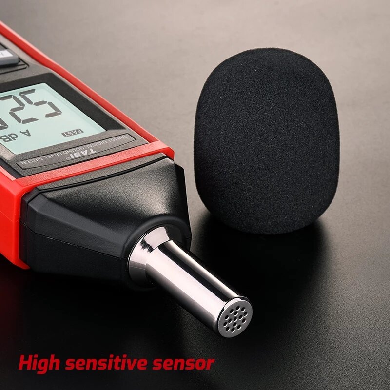 Tasi ta8151 digital medidor de nível de som testador de ruído detector de som monitor decible 30-130db alarme de instrumento de medição de áudio