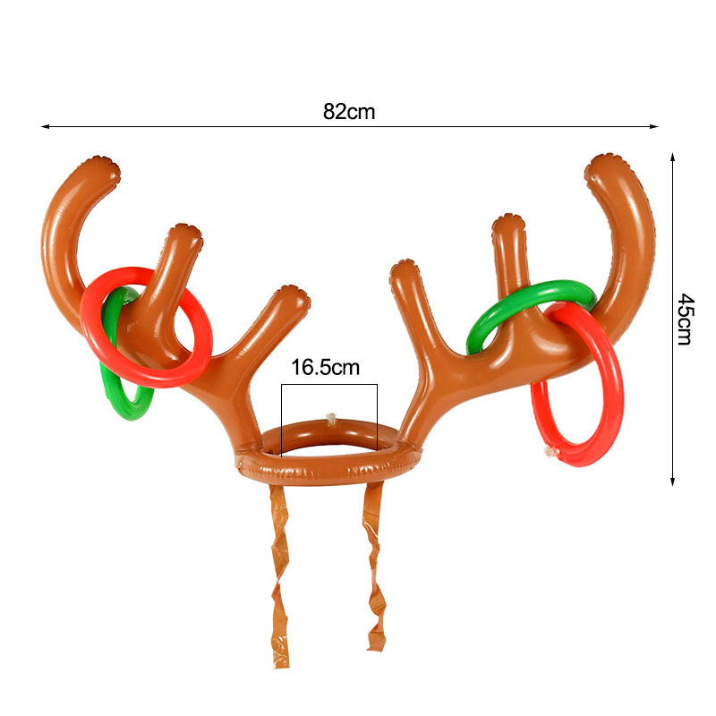 1Set Christmas Inflatable Hat Santa Reindeer Antler Hat Ring Kids Favor Gifts Christmas Party Games Props Outdoor Inflated Toys