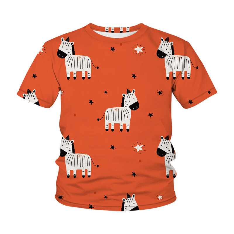 Camiseta estampa animal 3d para crianças, camiseta de verão para meninos e meninas com estampa de animais curtos, camiseta engraçada, roupas infantis, 2021
