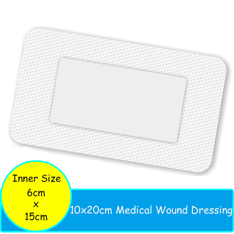 20 peças 10cm x 10cm/15cm/20cm/25cm respirável médico ferida estéril vestir tamanho grande sem fôlego adesivos pacote individual