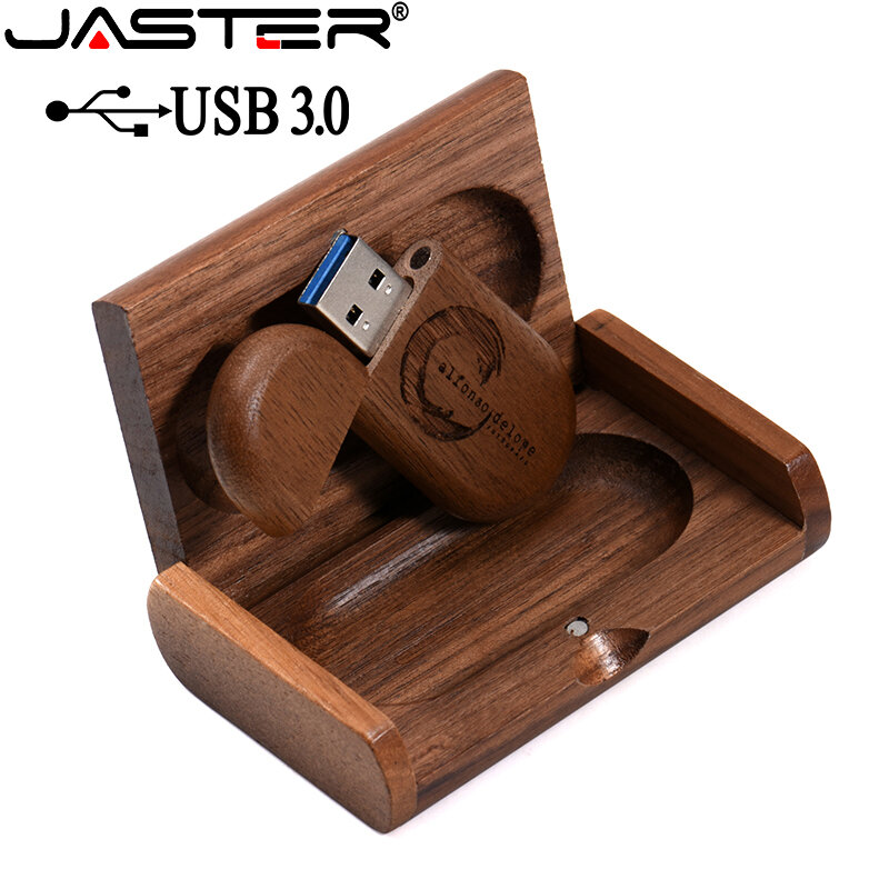 JASTER kotak Drive USB 3.0 kreatif, pena drive Flash Drive kecepatan tinggi kayu (Gratis LOGO) 8GB 16GB 32GB 64GB 128GB hadiah
