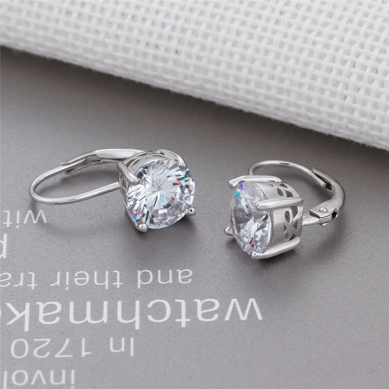 XINSOM Fine Jewelry 925 Sterling Silver Engagement Wedding Earrings For Women Girl Luxury 8MM Big Zircon Dangle Earrings 20MARE7
