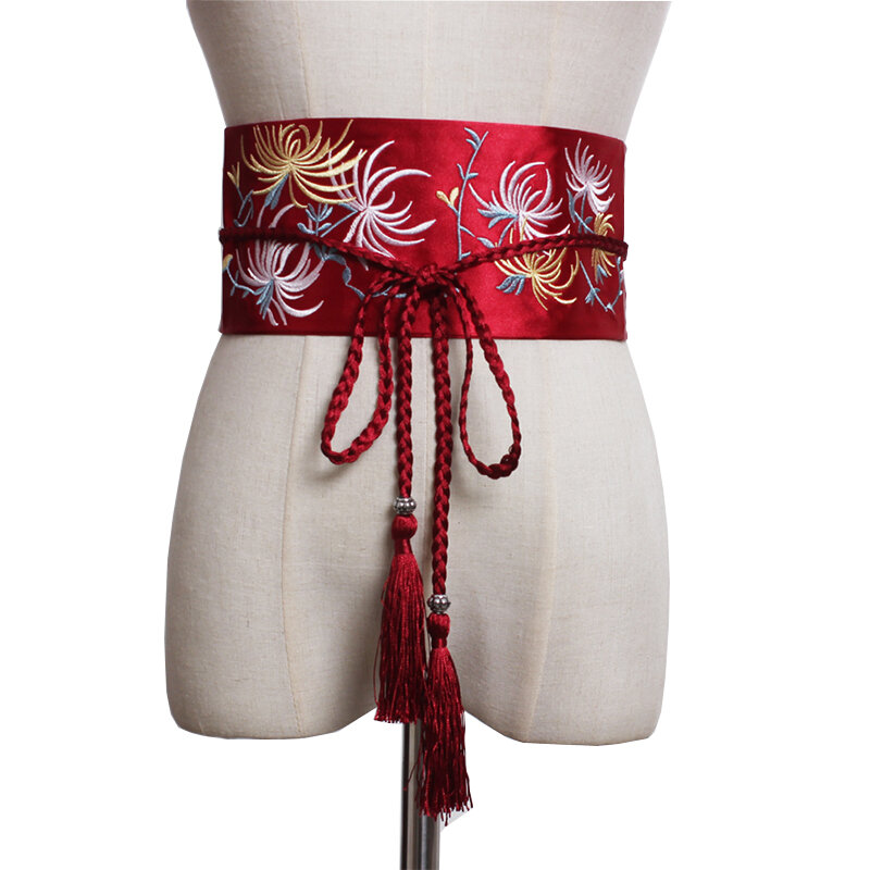 الآسيوية ثوب الكيمونو الياباني حزام خمر امرأة مرونة الخصر Cummerbunds واسعة حزام Hanfu زنار Harajuku ضمادة حزام فستان يوكاتا
