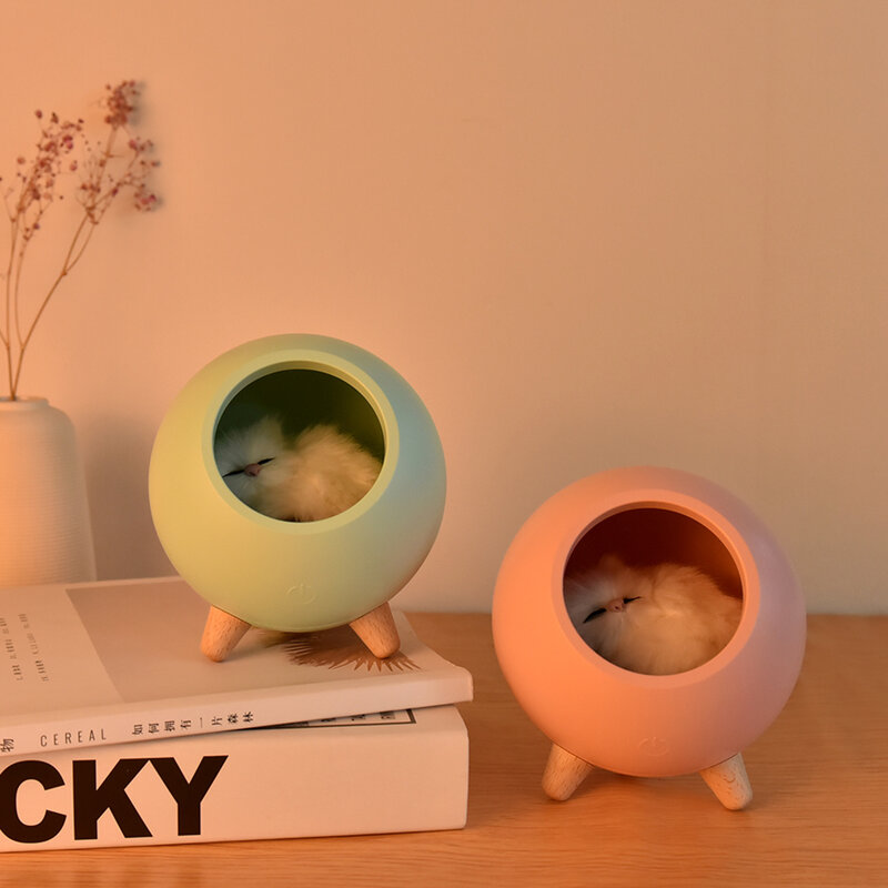 الإبداعية القط الصغير الحيوانات الأليفة إضاءة ليد ليلية Bedsdie ديكور للطاولات مصباح USB قابلة للشحن نوم ضوء النوم هدايا للأطفال الأطفال