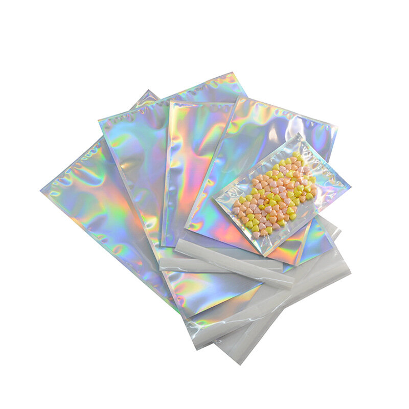 50pcs buste di plastica colorate autosigillanti Laser buste di immagazzinaggio postali gioielli regalo olografici poli sacchetti di imballaggio cosmetici