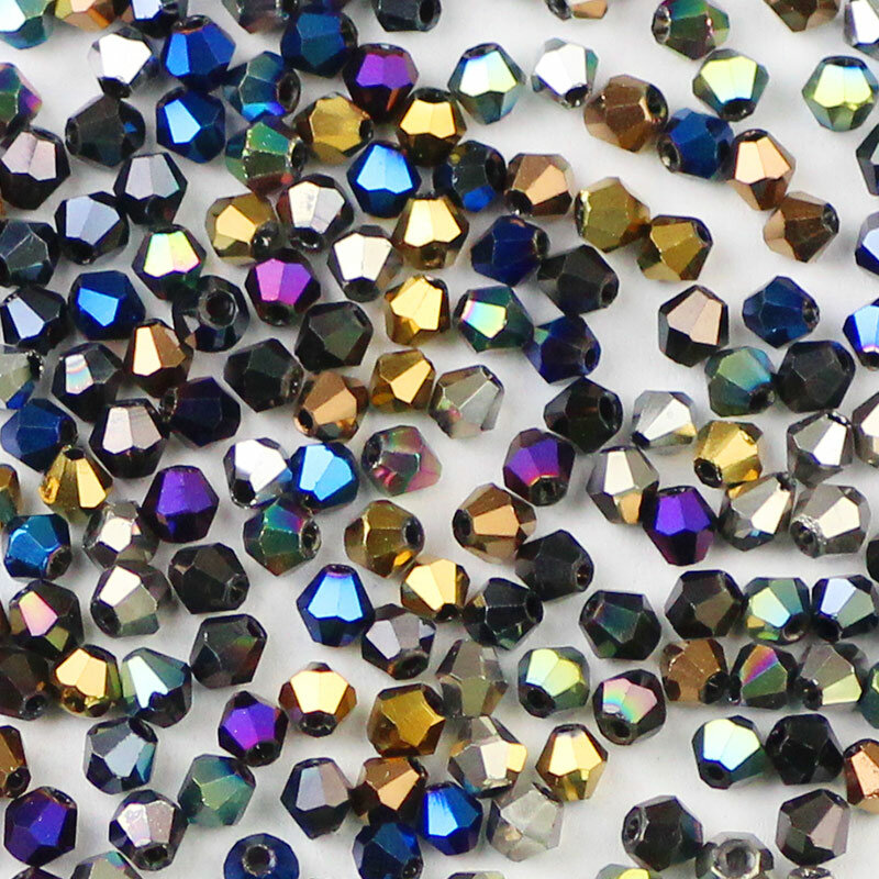 Upgfnk 3mm 200 pçs austríaco bicone cristal contas de vidro chapeamento solto espaçador contas para fazer jóias pulseira diy acessórios