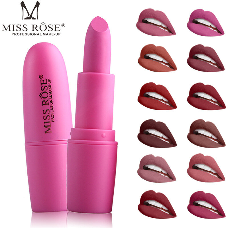 Hot Sales Makeup Lipstick Nude Matte Waterproof Long Lasting Velvet Gloss Lip Stick Sexy Red Brown Pigments Lip Tint Beauty Tool