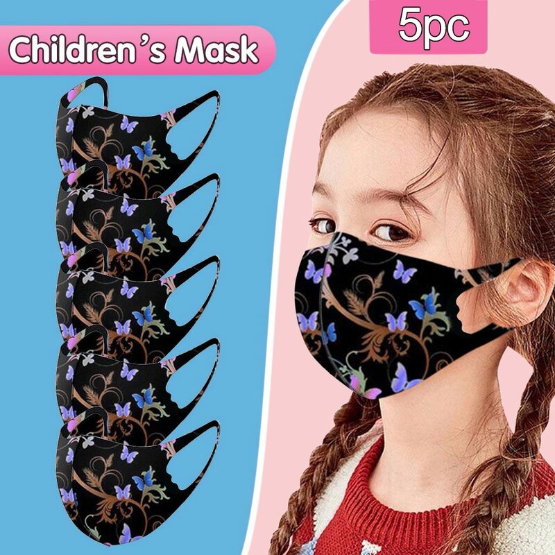 Mond Masker 5Pcs Stof Wasbare Herbruikbare Kinderen Masker Cartoon Halloween Cosplay Kids Gedrukt Ijs Zijde Masker Masque Visage