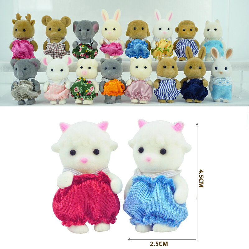 Conjunto de bonecos miniatura para crianças, brinquedos caseiros para crianças 1/12 floresta animal família figuras de ação conjunto de bonecas brancas ovelhas família brinquedos diy
