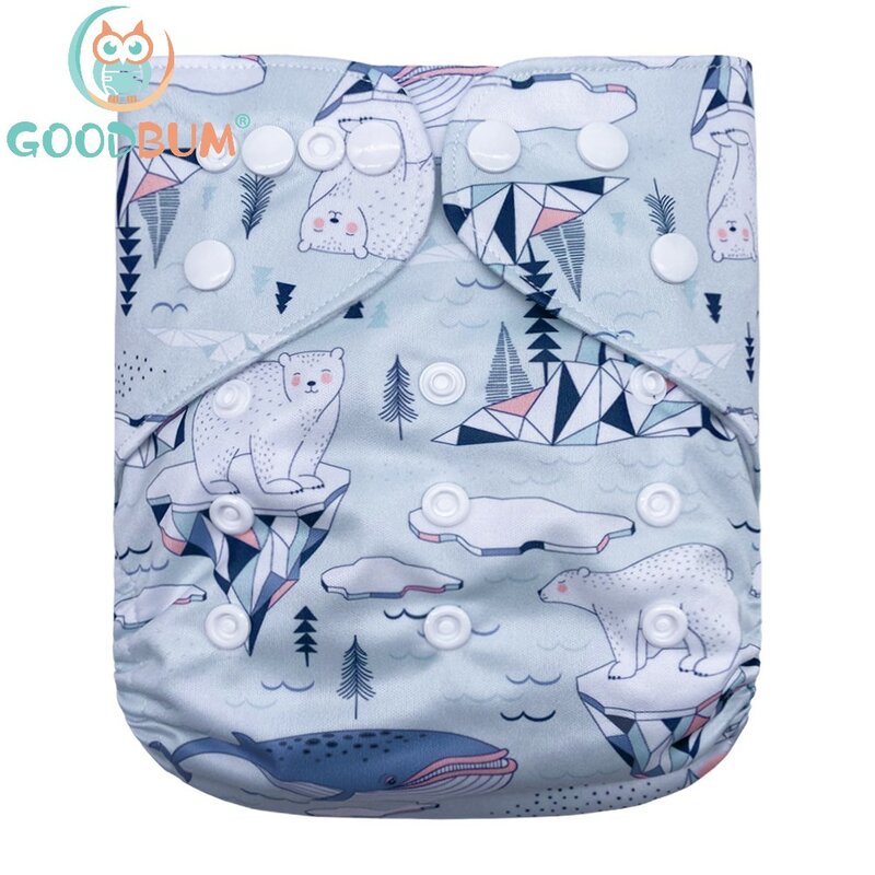 Goodbum-pañal de Tela con estampado de zorro pequeño, ajustable, lavable, broches de doble fila, para bebé