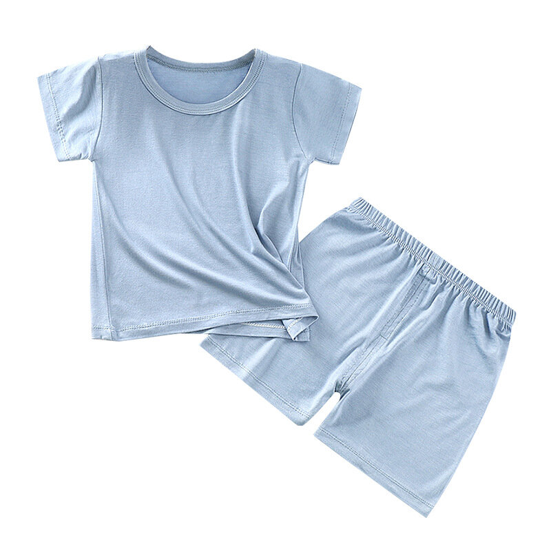 Летняя Детская Модальная футболка с коротким рукавом, комплект для мальчиков и девочек, домашняя одежда с высокой талией, комплект для малышей, одежда для маленьких мальчиков и девочек, наряды