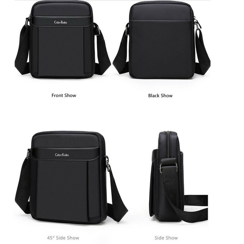 Celinv Koilm marka wysokiej klasy biznesowa torba męska listonoszka na 7.9 cali iPad ramię męska płócienna torba nowa czarna praca biurowa