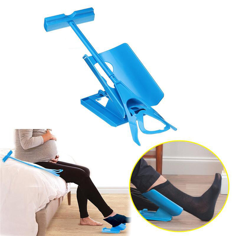Kit de ayuda para calcetines flexibles, deslizador fácil de poner, dispositivo de ayuda para calcetines, azul