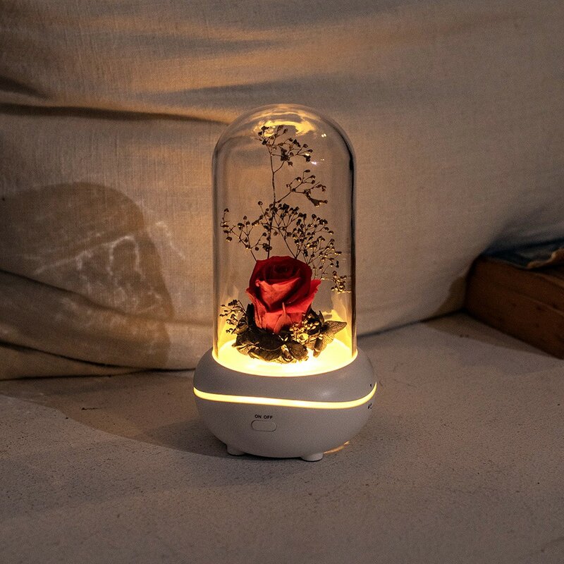 Lámpara de fragancia de flor eterna, lámpara de fragancia silenciosa creativa, mini lámpara de fragancia de aceite esencial, regalo de vacaciones, luz nocturna para dormitorio