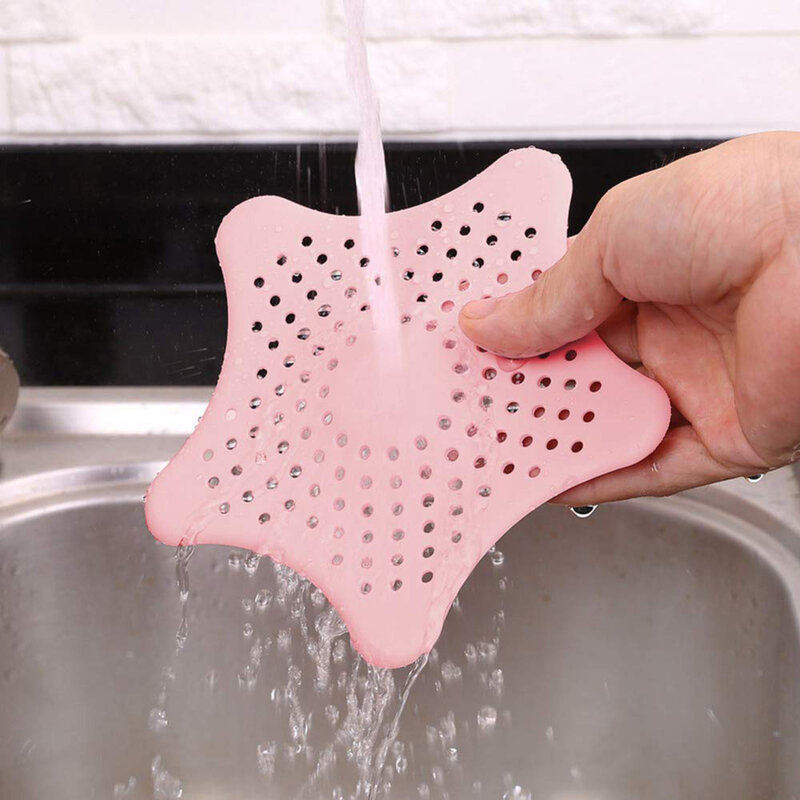 4 Colors Star Silicone Sink Strainers Sewer Outfall Filter Sewer Drain Hair Colander Bathroom Cleaning Kitchen Gadgets Accessory