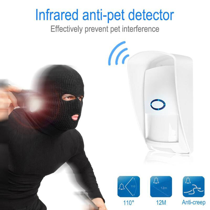 Jeatone-Sensor infrarrojo inalámbrico para exteriores para el hogar, detector de movimientos, sistema de alarma de seguridad, resistente al agua, 433Mhz