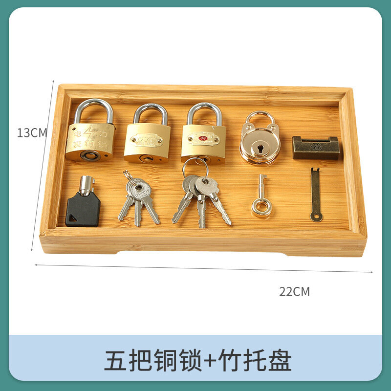 Montessori Teaching Aids Brass Lock Unlocking Game Learning To Unlock The Key Montessori Daily Life Materials 5pcs locks