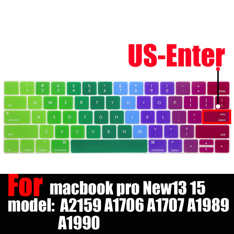 ノートブックmac pro 13 15のキーボードカバー,タッチバー付き,グラデーションカラーフィルム,a2159,a1706,a1707,a1989,a1990