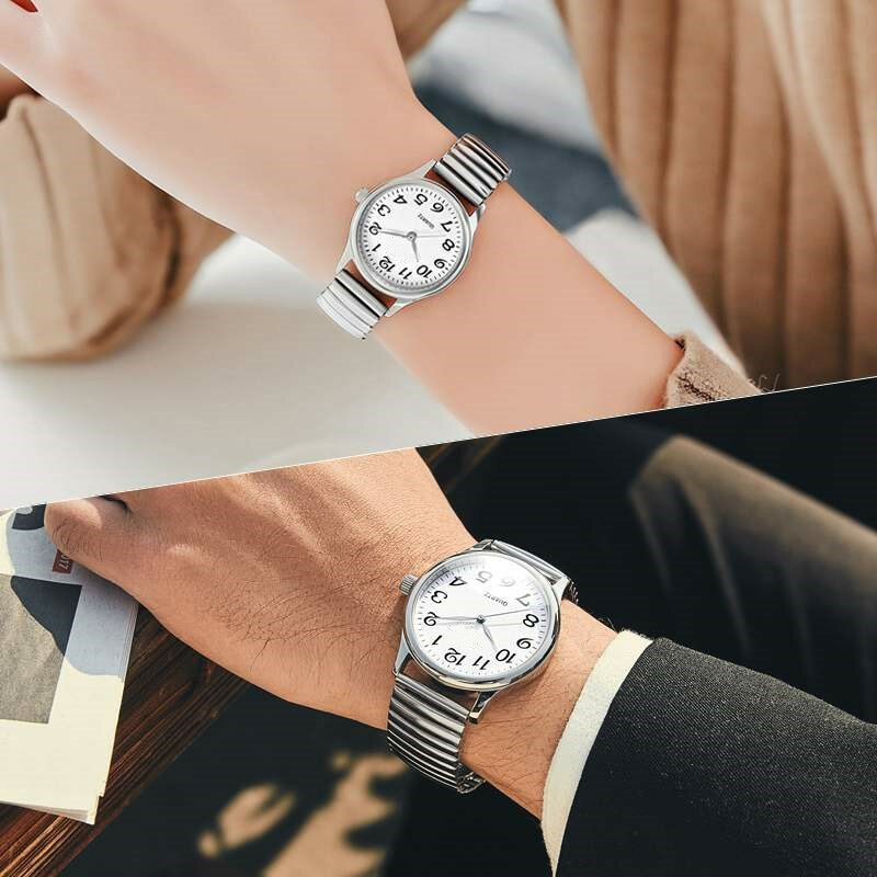 Mężczyźni kobiety moda na rękę para elastyczna taśma do ćwiczeń zegarki kwarcowe mężczyzna i sukienka damska zegar proste zegarki Casual