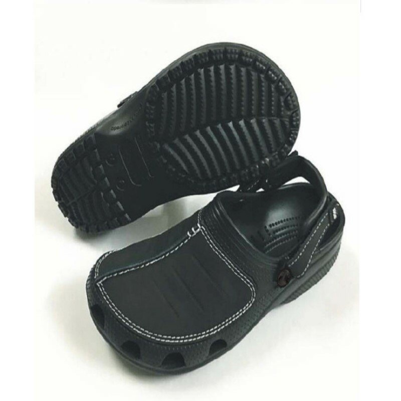 Fashion Men's Hole Shoes Slippers Leather Crocses Beach Shoes Buckle Large Size Tourist Men's Sandals Antiskid Breathable Light