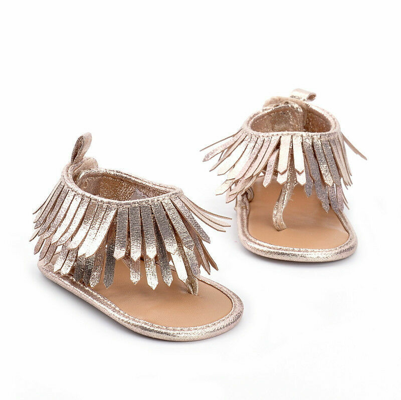 Newborn Baby Girls Shoes Tassel Sequin Sandal InfantSoft Sole Toddler Shoes Tassels Non-slipSummer Sandals 0-12M