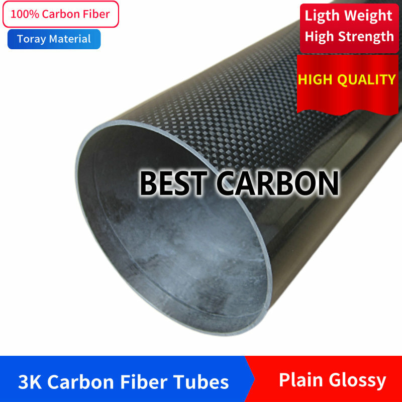 Tubo de tejido de fibra de carbono 3K brillante liso, 30, 31, 32, 34, 35, 36, 38, 40, 42, 44, 47, 50, 55, 60mm,500mm de longitud, envío gratis