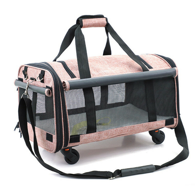 Bolsa de viaje plegable para mascotas, bolsa de viaje de malla transpirable con rueda universal, silenciosa y extraíble, de gran capacidad, sj-1-QS-018 de almacenamiento portátil
