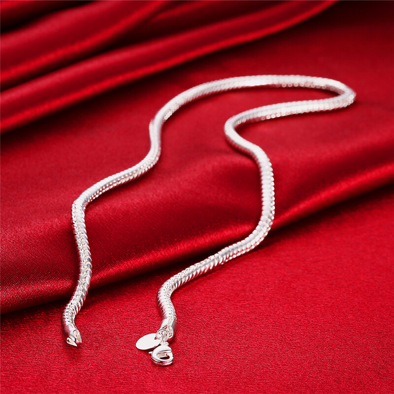 DOTEFFIL-collar de cadena de serpiente para mujer y hombre, joyería de compromiso de boda, Plata de Ley 925, 16/18/20/24/22/24/26/30 pulgadas, 3mm