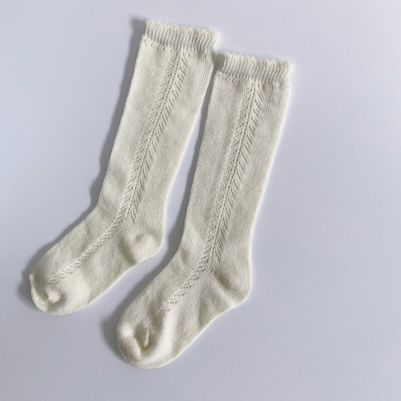 Calzini per bambini al ginocchio calzino lungo in lino di cotone per neonato Hollow Girls Boy primavera estate scaldamuscoli bambini principessa bambini Sockken