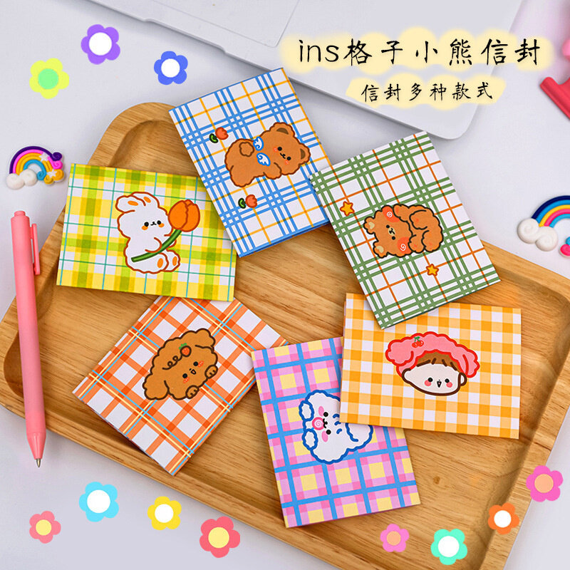 Enveloppe ours mignon pour carte postale, carte de vœux, cadeau de vacances, enveloppe Kawaii, 10 pièces
