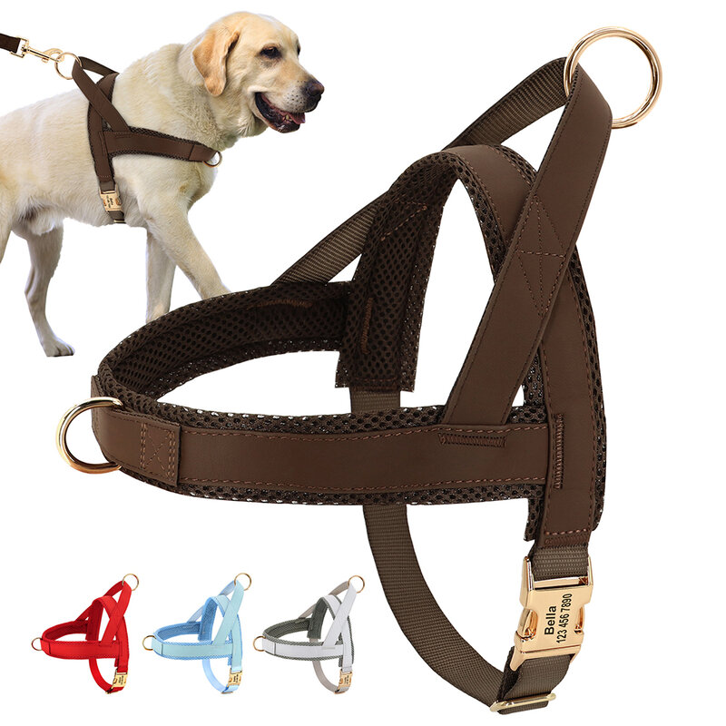 Personalizado cão arnês sem puxar arnês cão ajustável pet andando treinamento colete para médio grande cães bulldog gravura livre