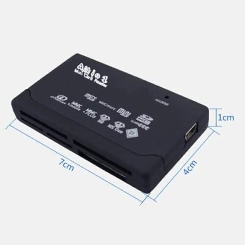 Adaptador Mini Leitor de Cartão SD, Cartão de Memória, TF, CF, SD, SDHC, MMC, MS, XD, USB 2.0, Dispositivo de Leitura