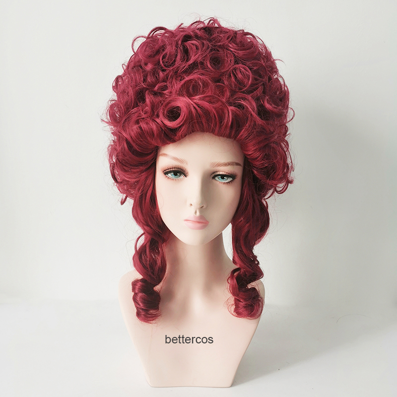 Marie Antoinette Cosplay peruki akcesoria do kostiumów księżniczka średnio kręcone włosy syntetyczne peruka + czapka z peruką