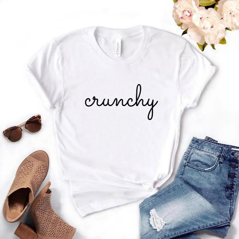Crunchy Print Women Tshirts Cotton Casual Funny t Shirt For Lady  Yong Girl Top Tee 6 Color NA-996